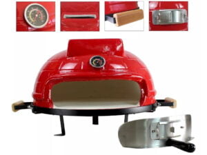 Kamado Keramik Pizzaofen - Steinbackofen Grillegg rot - Öffnung 35x9.5cm
