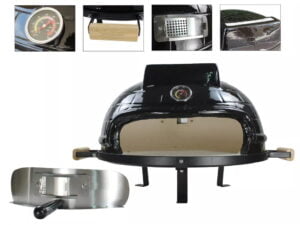 Kamado Keramik Pizzaofen - Steinbackofen Grillegg schwarz - Öffnung 35x9.5cm