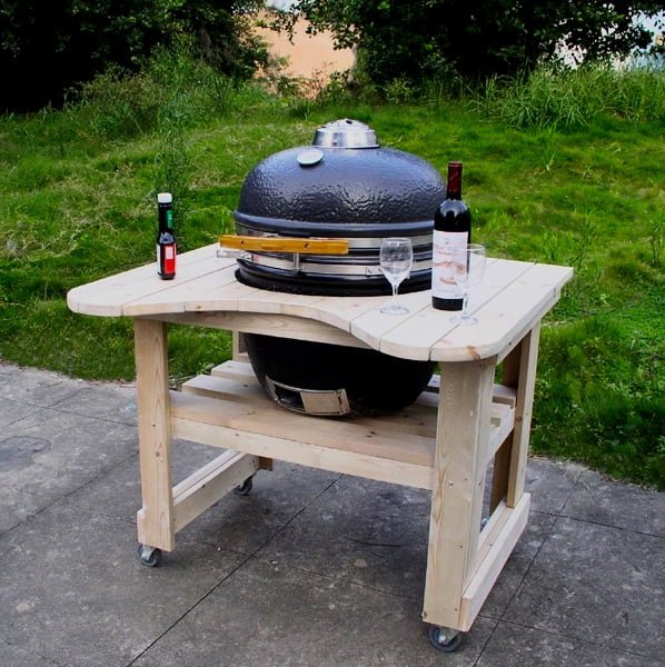 Holztisch mit Radsatz für Einbau Kamado Keramikgrill 21 und 23.5, 46/52cm Rost – Bild 2