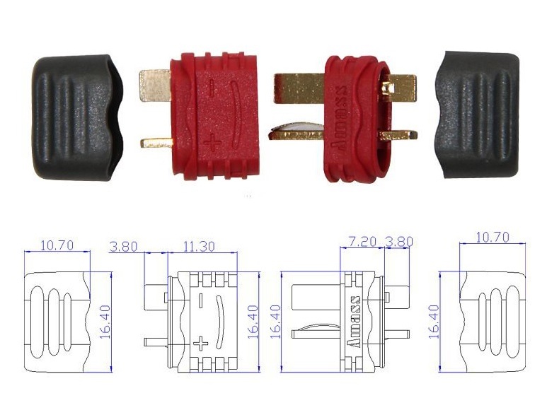 T-Stecker / T-Plug Hochstrom Stecksystem mit Kabelschutz - 10 Paar – Bild 5
