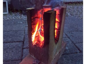 4er Set Finnenkerze / Schwedenfeuer - 24 x16 x 12 cm Holzfackel