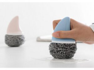 Grillrostreiniger Edelstahlwolle Stahlschwamm Topfreiniger - mit Handgriff