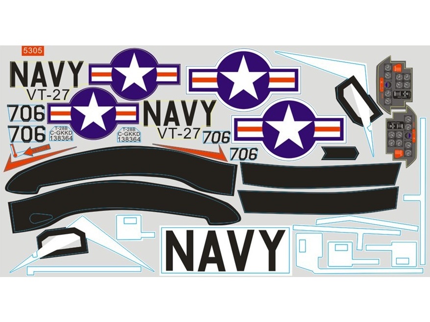 Aufkleber / Sticker zu T-28 Trojan V3, Spw 1420mm, FMS - FMSPM112