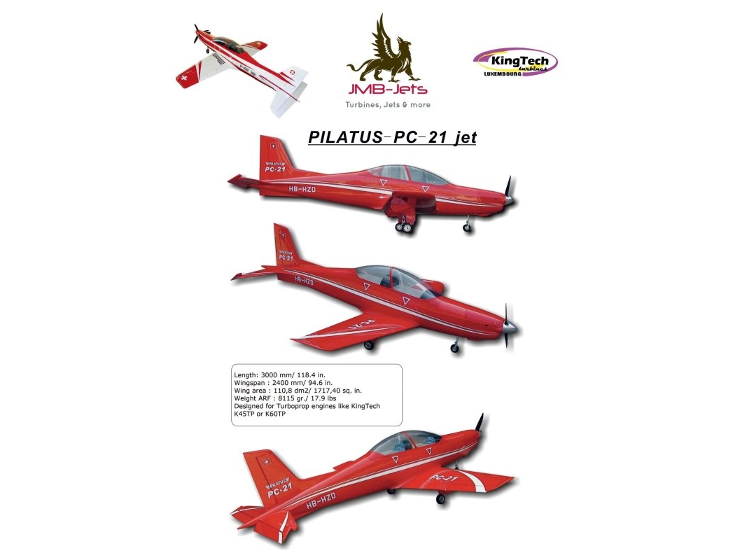 PC-21 1/4 JMB Turboprop - L 2880mm Spw 2400mm - rot – Bild 2