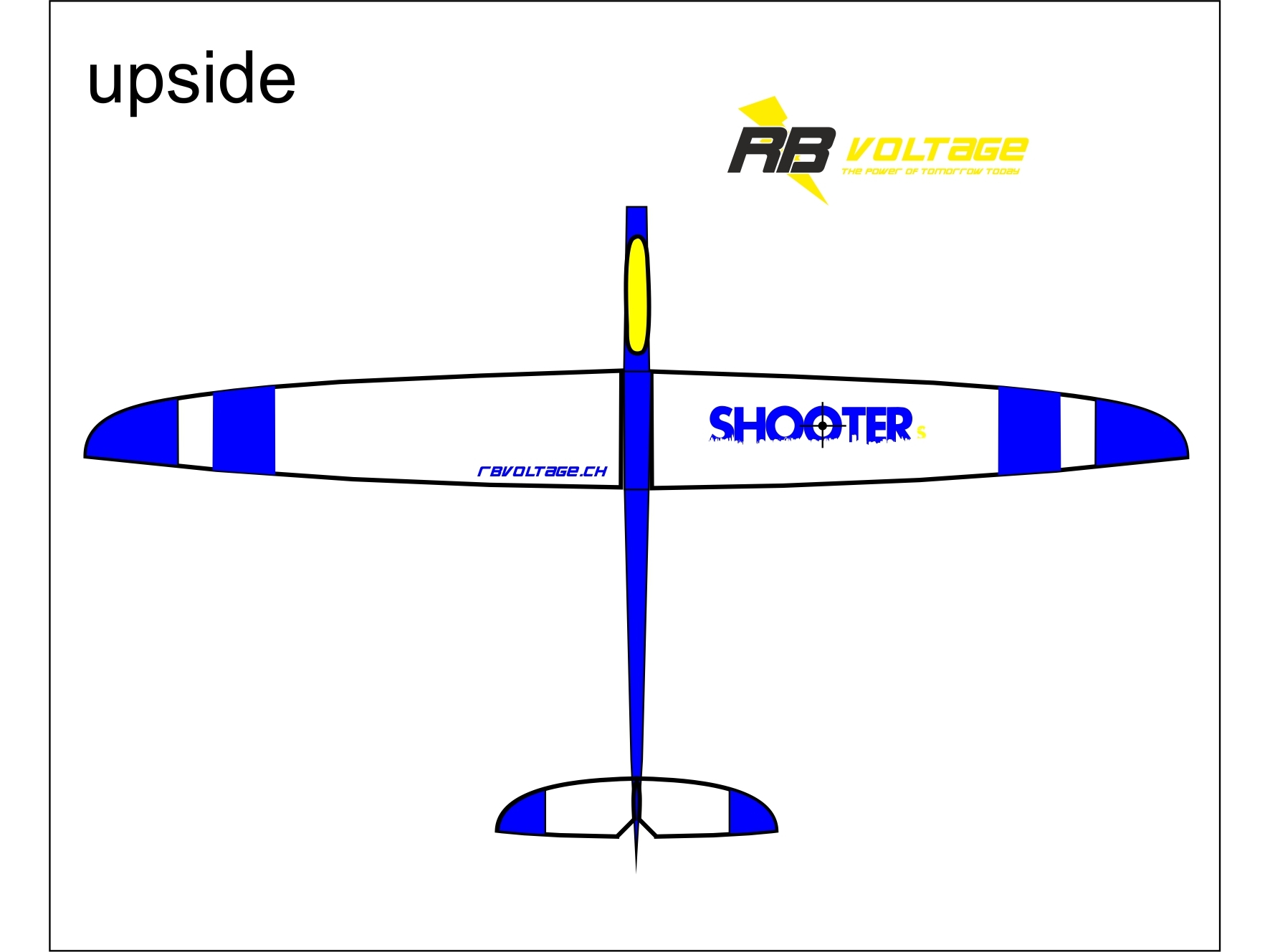 Shooter S Elektro Segelflugzeug Spw 2000mm Voll CFK - blau gelb
