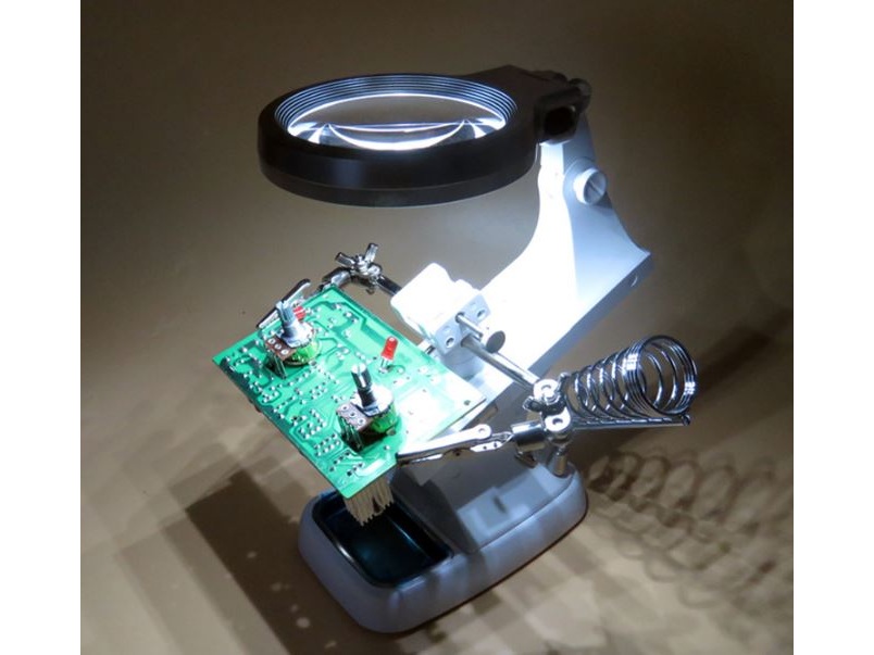 Helping Hand / Workstation, Multi Löthilfe - Halterung mit Lupe und LED Leuchte – Bild 5
