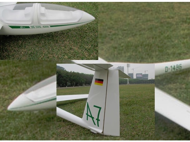 Aufkleber / Sticker zu Segelflieger DG-505 / DG505, Spw 2600mm, FlyFly
