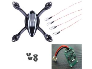 Hauptrahmen, LEDs, Empfänger zu Quadro H107 X4 LED Version von HubSan