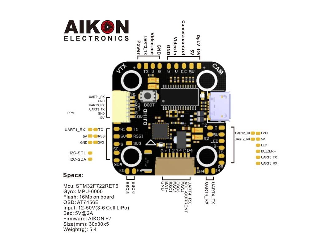Aikon F7 Mini V3 HD - FC / Flight Controller – Bild 3