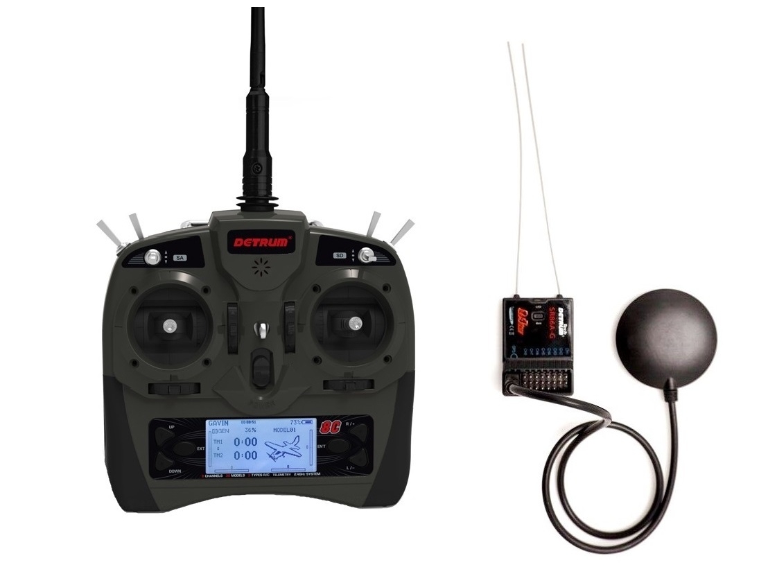 Sender 8C Gavin mit 8-Kanal Empfänger Detrum SR86A-G GPS Autopilot – Bild 2