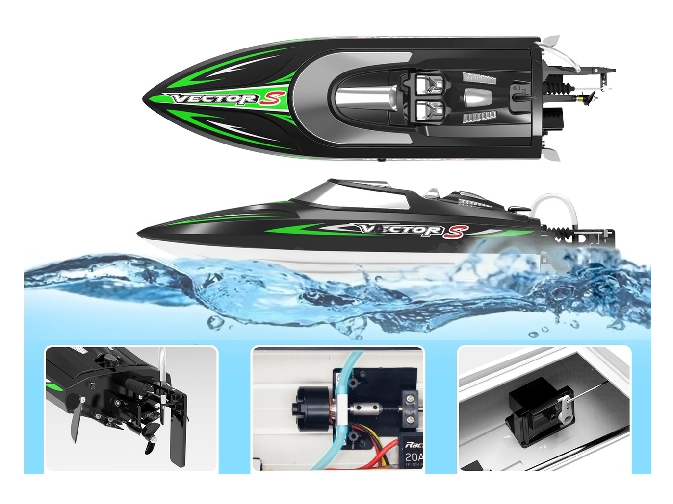 Brushless Rennboot, Vector S, 45cm, RTR-Set von Volantex – Bild 2