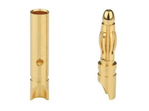 Goldkontaktstecker / Goldstecker und Buchse - kurz - 2.0mm - 1 Paar