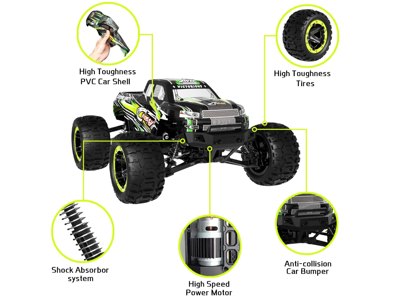 Monster Truck - Crossy 4WD RC-Car - RTR-Komplett-Set - 2.4Gh - 1:18, Volantex – Bild 4