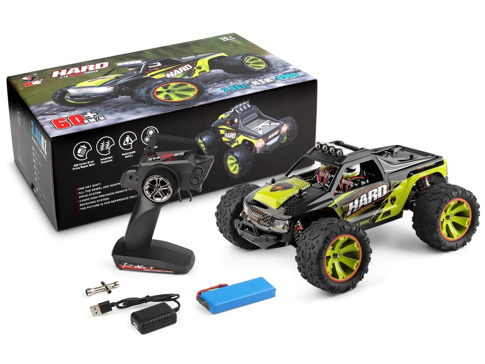 RC Monster Truck HARD - 4WD RC-Car 1:14 RTR-Komplett-Set WLToys