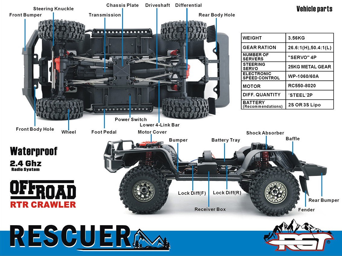RGT-Racing Off-Road Truck Rescuer - schwarz - 1:10 - 4WD - im A-RTR-Set – Bild 5