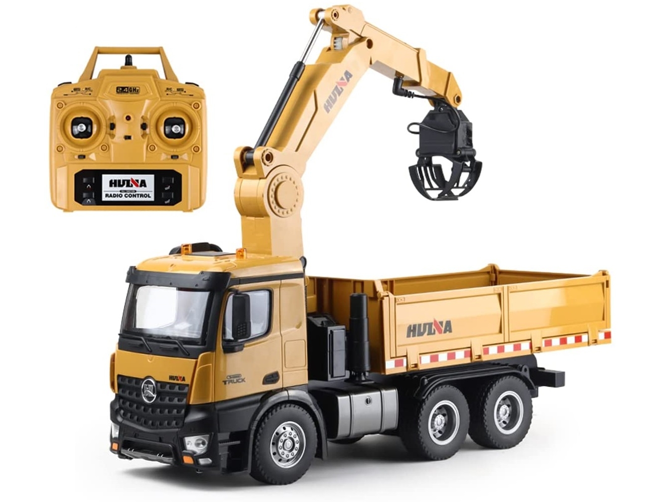 RC LKW / Truck - Lastwagen - RC Kipplader mit Kran 1:14 - 1575- Huina – Bild 2