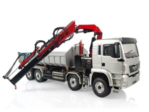 Lesu MAN Absetzmuldenkipper Abroller 8x8 mit Kran, 1:14, aufgebaut, A-RTF-Set