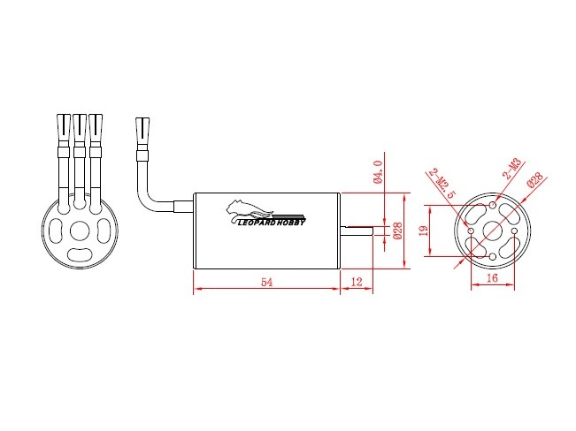 Leopard Brushless Inrunner Motor LBP2850-B / 5.5D 2430KV, 4-Pol – Bild 3