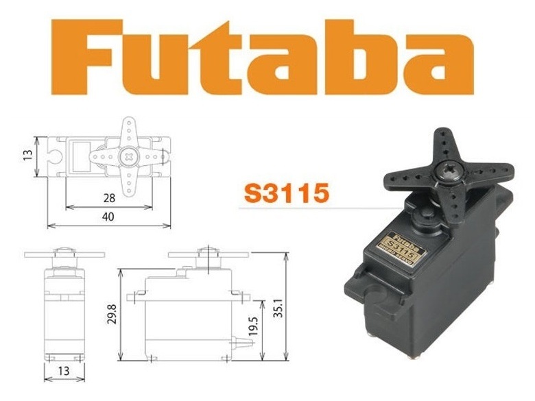 Mini Analog-Servo S3115 Futaba, 28x13x30mm, 2.8kg – Bild 4