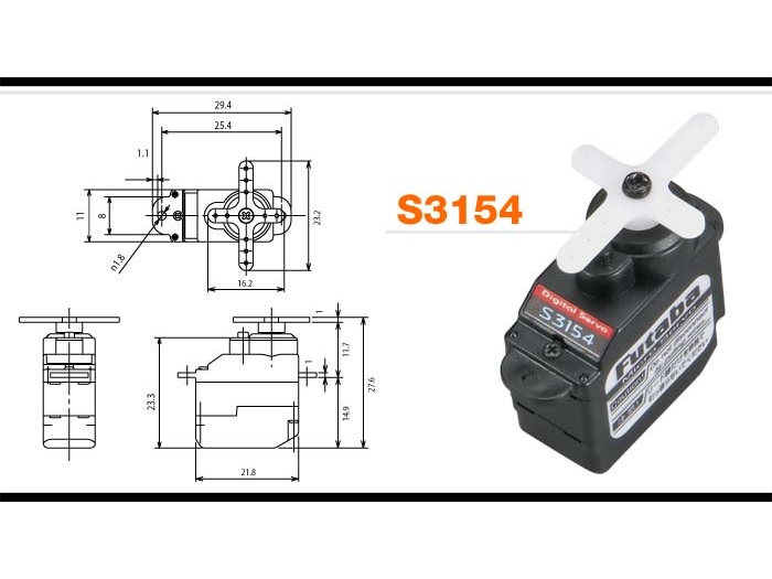Digital-Servo S3154 Futaba, 21.8x11x23.3mm – Bild 2