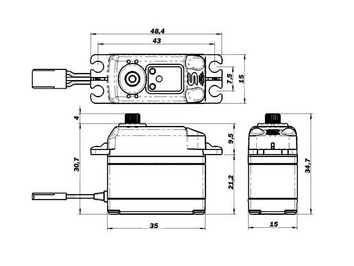 Savöx SV-1260MG Servo - digital - 15kg/cm - 8.4 Volt - 35.0x15.0x30.7 – Bild 2