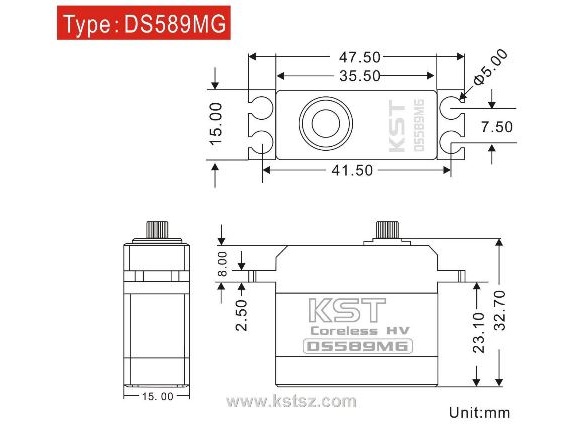KST Servo DS589MG V8.0 HV, 15mm, Alu Gehäuse 9.2kg Stellkraft – Bild 5
