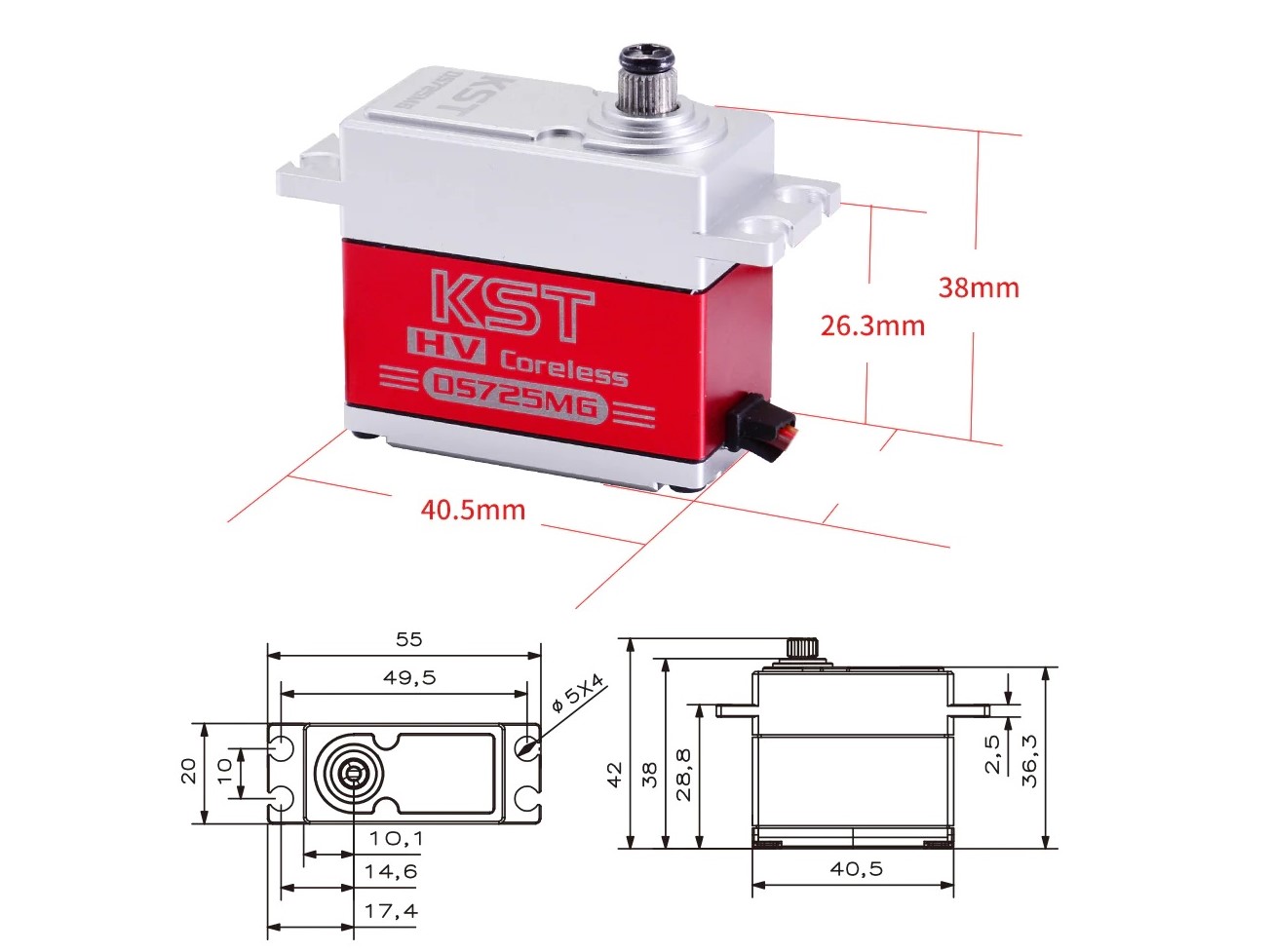 KST Servo DS725MG V8.0 - HV Digital, 20mm, Stellkraft 18.0kg/cm 8.4V – Bild 5