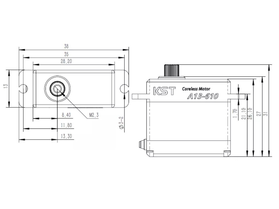 KST Servo A13-610 V8 MG HV, 13mm Alu-Gehäuse Servo 9.0kg/cm – Bild 4