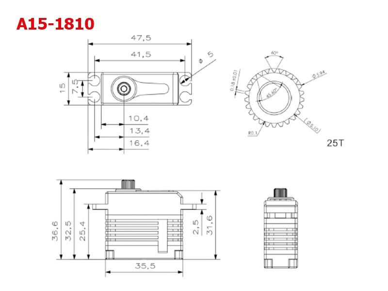 KST Servo A15-1810 V8.0 MG HV, Alu-Gehäuse, Stellkraft 20.0kg/cm – Bild 2