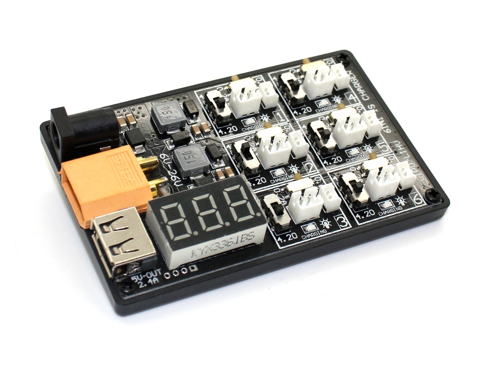 Ladeboard - 6-in-1, 1S Lipo-Ladegerät JST/JST-PH mit 5V USB Ausgang