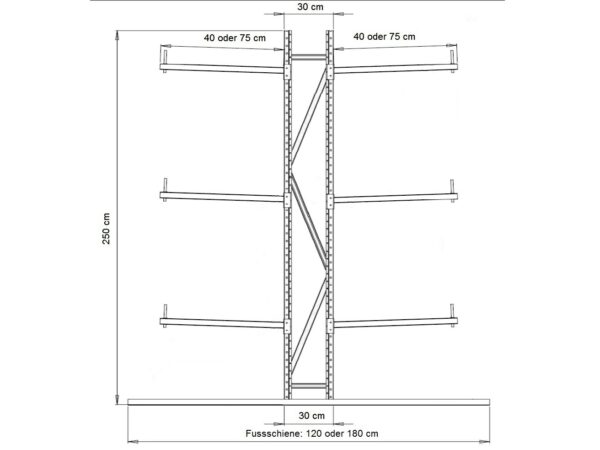 Leicht Kragarmregal 250x280x120cm Set B – Bild 2