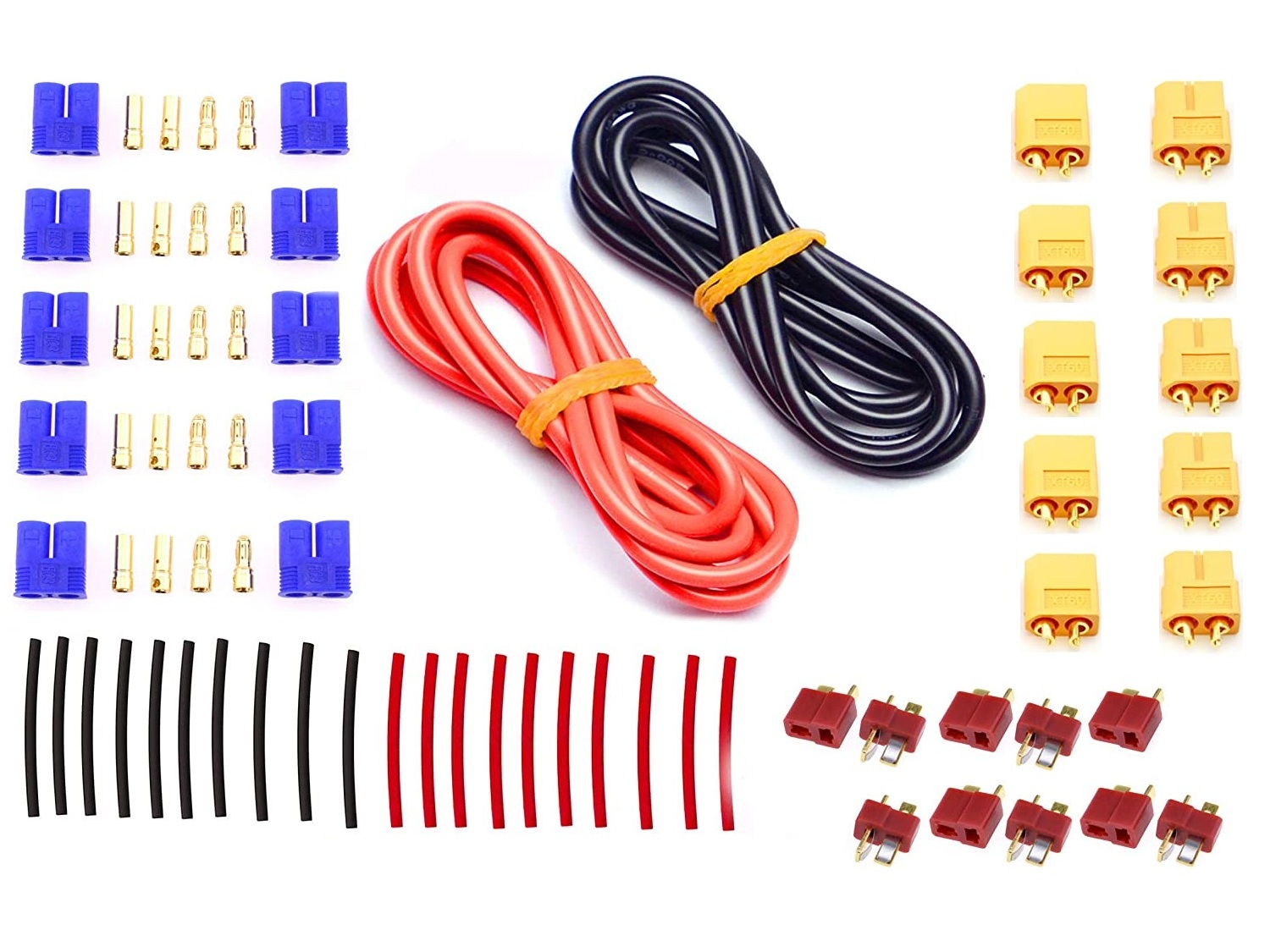 Stecker-Set - T-Plug, EC3, XT60 - mit Kabel und Schrumpfschlauch – Bild 3