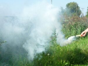 Mr. Smoke 1 - Hand Rauchfackel / Bengalo in weiss mit Reibzündung