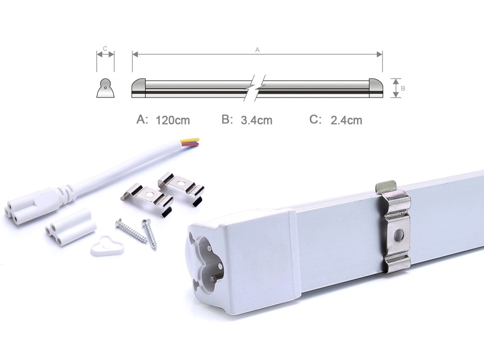 LED Aluminium-Leiste - 24 Watt - T5 - 121.5cm - warmweiss - 230V – Bild 3