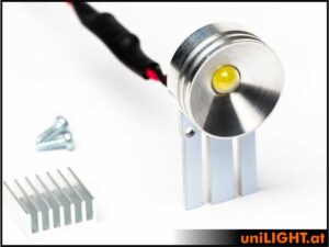 uniLIGHT 20mm Fahrwerk-Scheinwerfer, 4W, KURZ - warmweiss