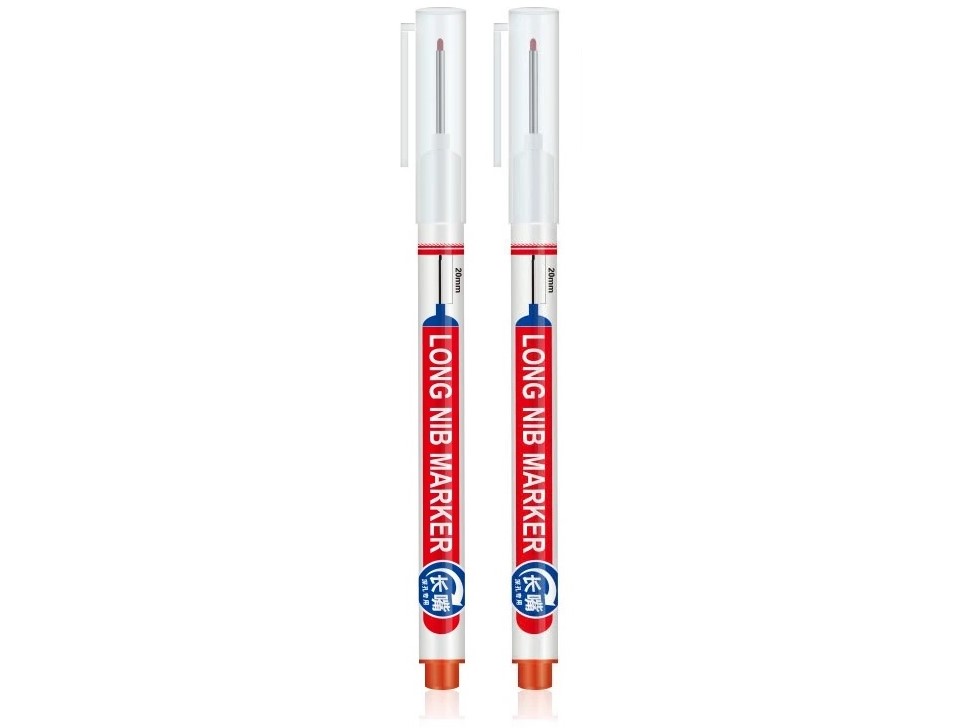 Bohrlochmarker - Permanent-Marker, extra lange Spitze - rot - 2er-Set
