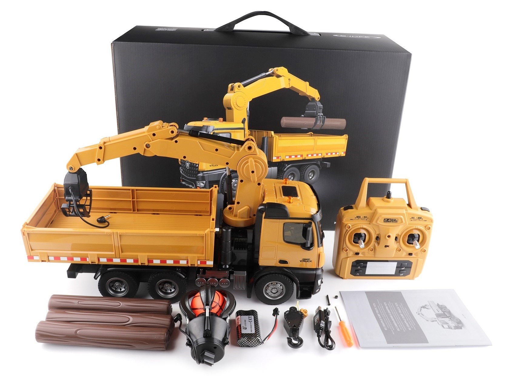 RC LKW / Truck - Lastwagen - RC Kipplader mit Kran 1:14 - 1575- Huina – Bild 4