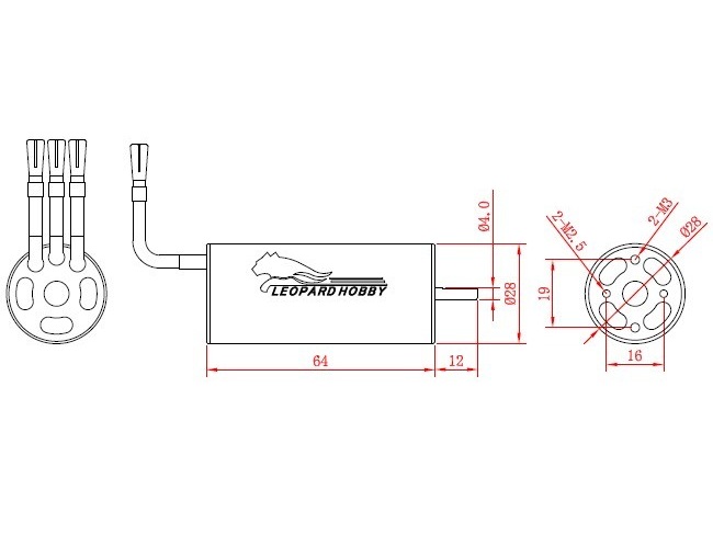 Leopard Brushless Inrunner Motor LBP2860-B / 3D 3400KV, 4-Pol – Bild 3