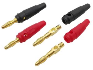 Bananenstecker Goldkontakt mit Silikonhülse 4mm - Rot/Schwarz - 2 Sets