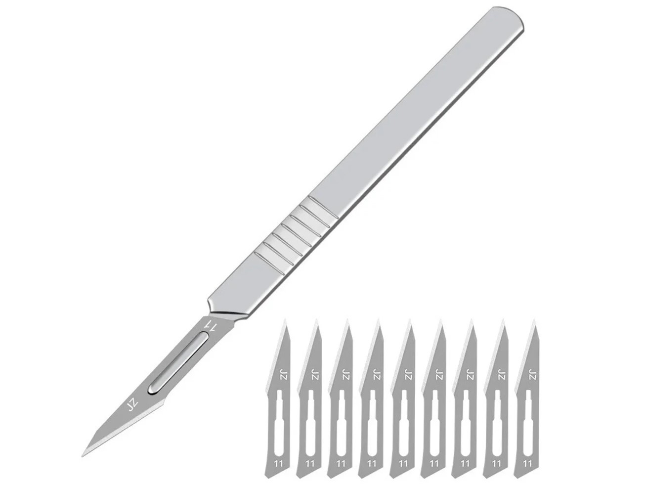 Skalpell - Edelstahl Griff mit 10x Spitz Klinge No. 11