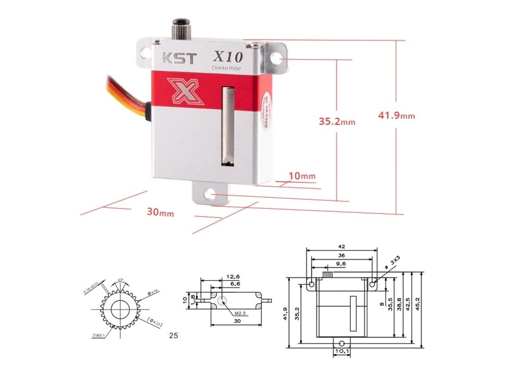 KST Servo X10 V8.0 - MG HV Digital, Alu Gehäuse, 10mm - 10.8kg Stellkraft – Bild 4