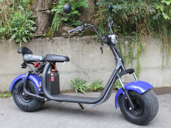 Betriebsbereit Citycoco Elektro Trotti FAT-BOY 500 Watt -25km/h 2-Plätzer blau – Bild 4