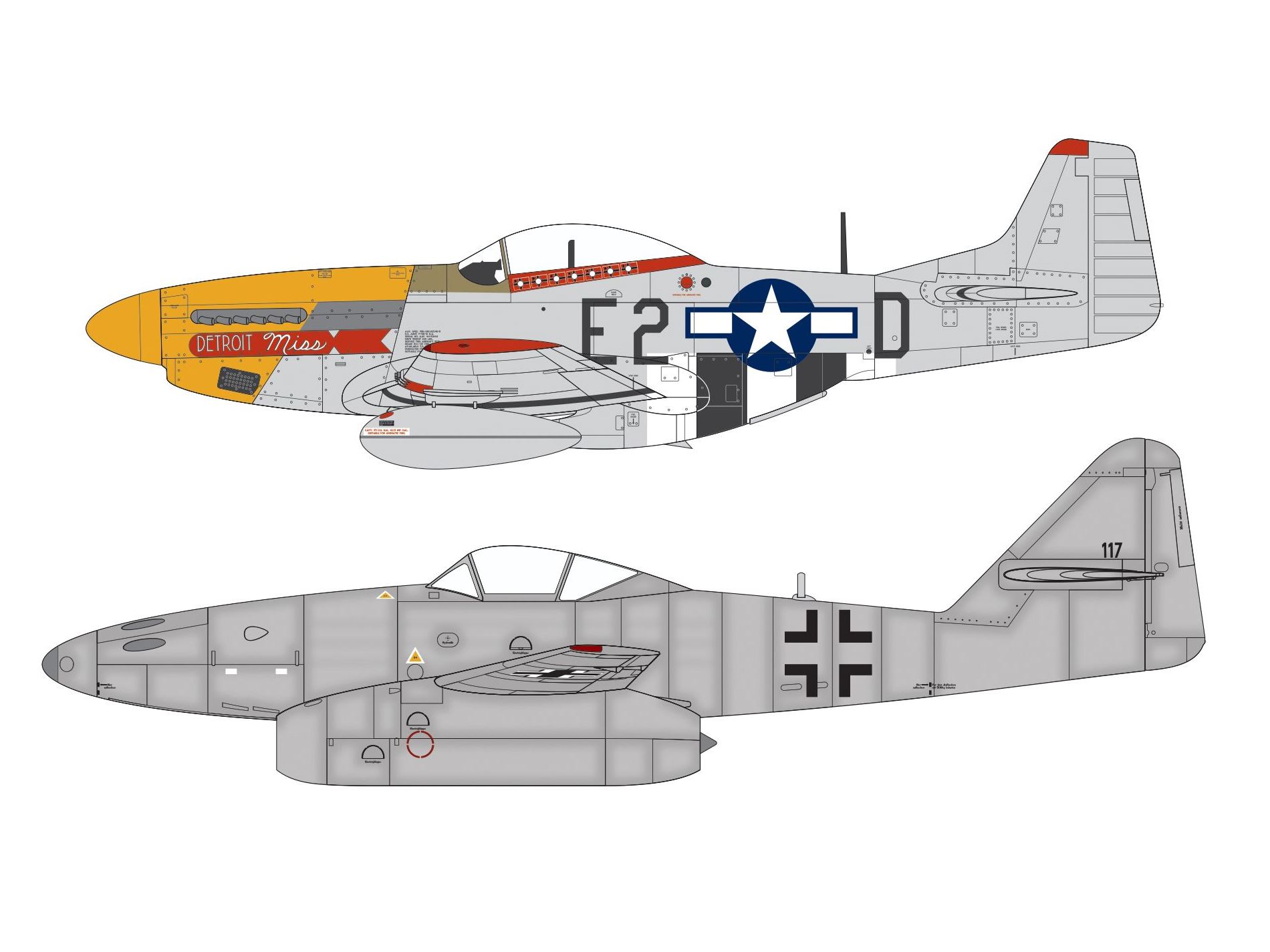 Airfix Bausatz Messerschmitt Me262A-1A und P-51D Mustang - A50183 – Bild 2