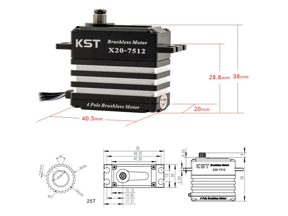 KST X20-7512 V8 - Brushless HV Servo - 20mm - 82kg Stellkraft – Bild 6