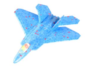LED Wurfgleiter X35 - blau - Spannweite 230mm mit Schlitten für Katapult