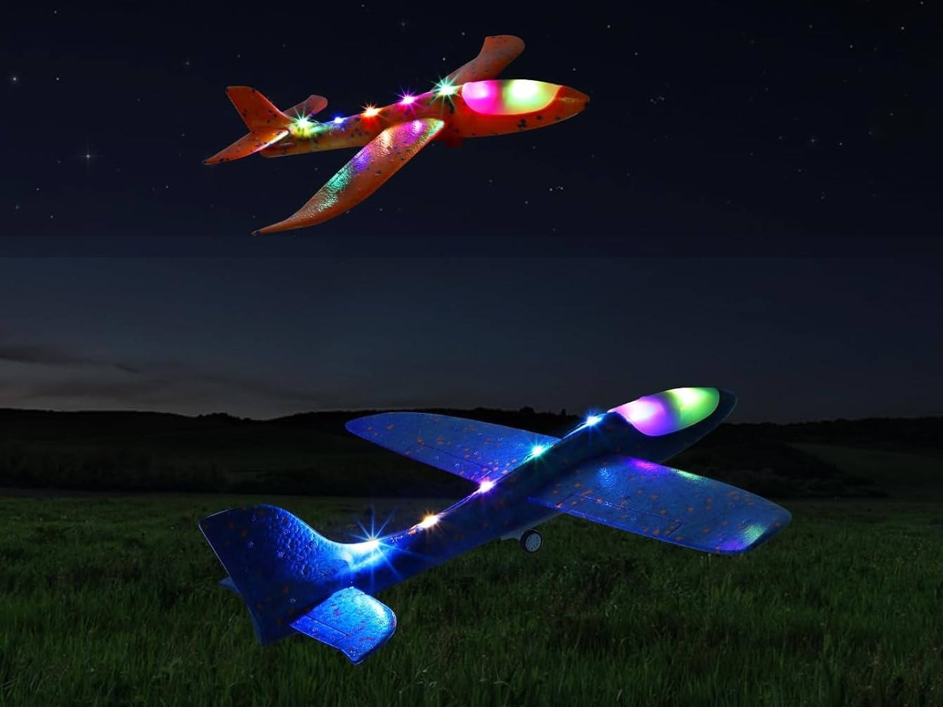 LED Wurfgleiter - Segler - 34cm mit Katapult - in blau – Bild 5