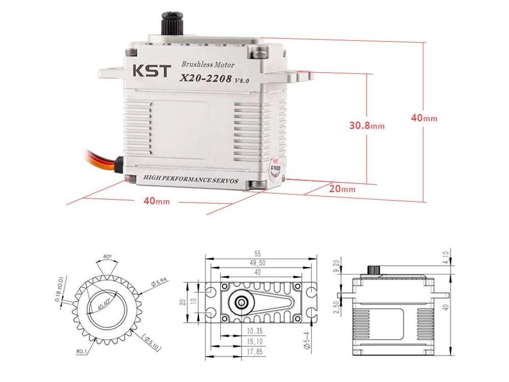 KST Servo X20-2208 V8.0, Brushless HV - Titan-Getriebe, 25.5kg Stellkraft – Bild 4