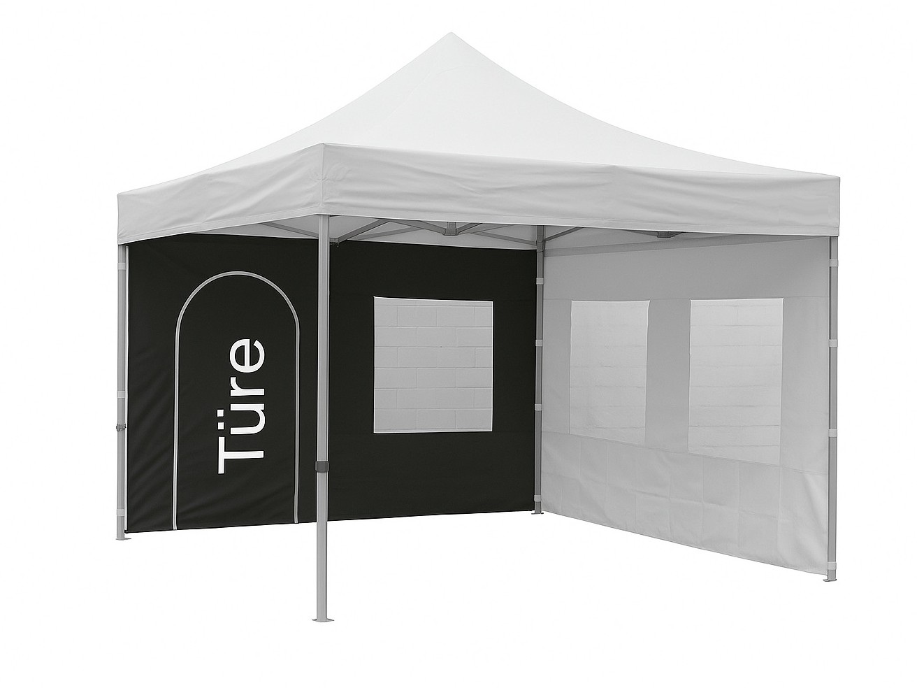 Seitenwand PRO / DELUXE 3m schwarz mit Fenster und Türe