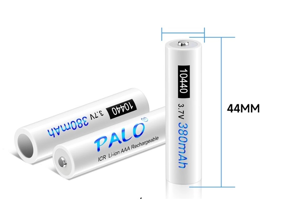 Palo ICR Li-Ion Akku 3.7V 380mAh 10440 - 4er Set Grösse wie AAA Batterien