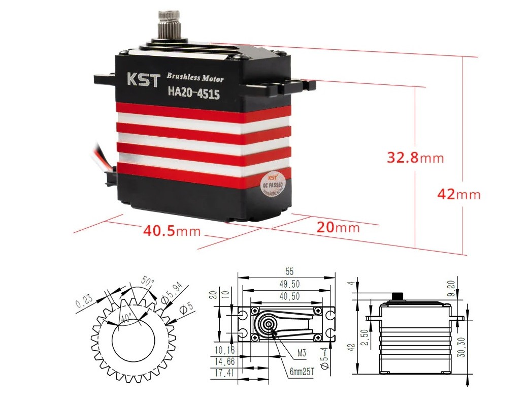 KST Servo HA20-4515, Brushless HV - 20mm - 50kg Stellkraft - Stecksystem – Bild 5